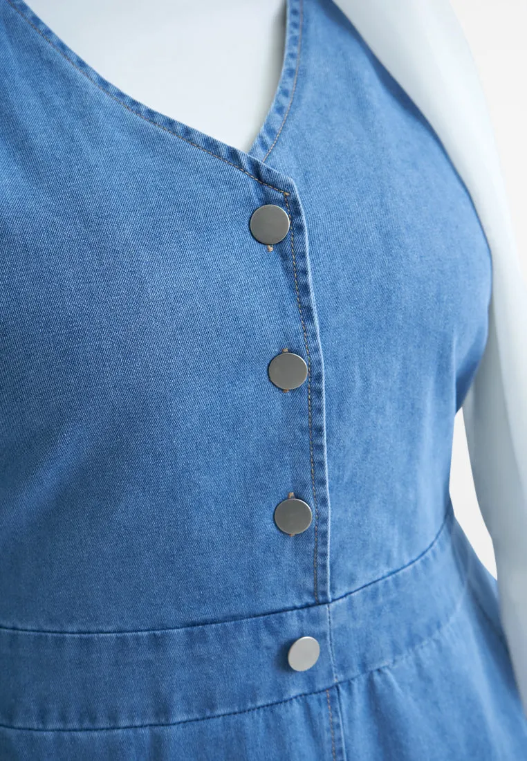 Oralia Denim Pinafore Button Dress