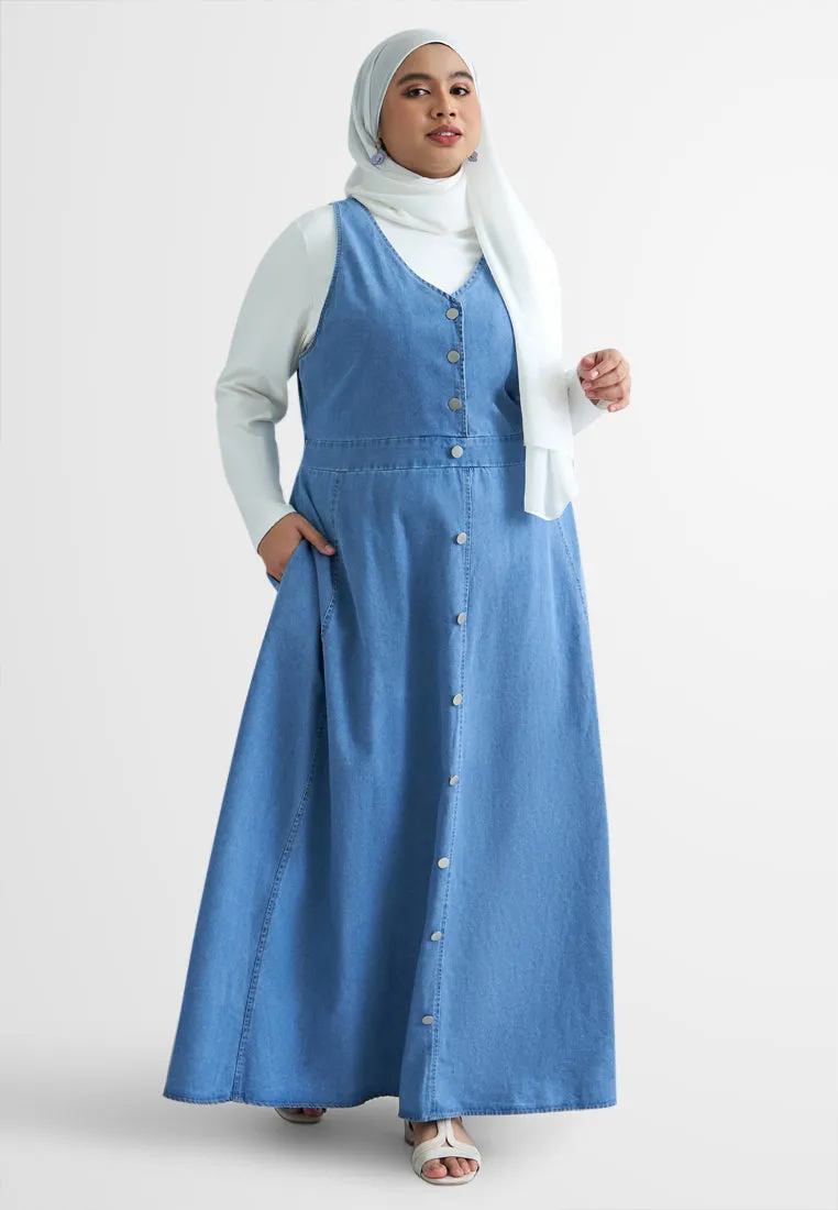 Oralia Denim Pinafore Button Dress