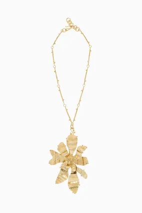 Oversized Floret Pendant - Brass