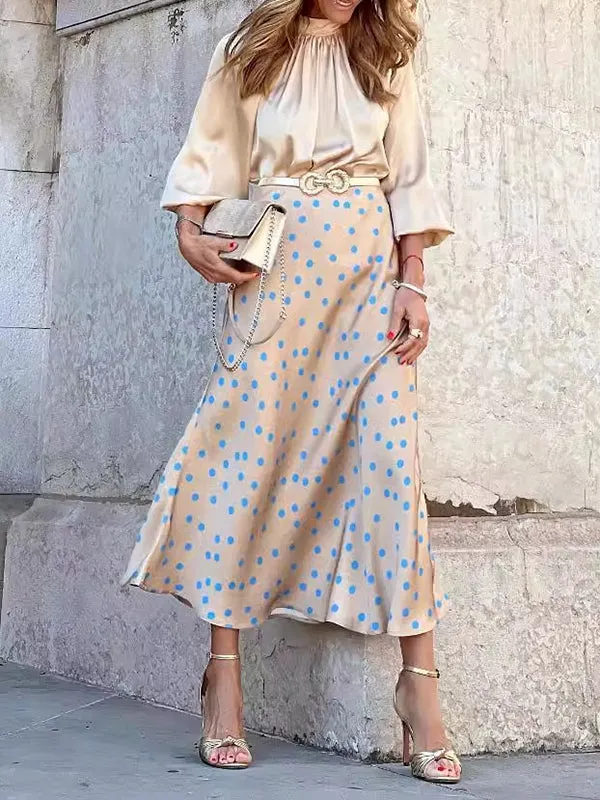 Polka-Dot High Waisted Loose Skirts