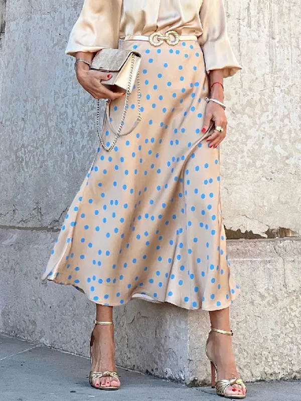 Polka-Dot High Waisted Loose Skirts