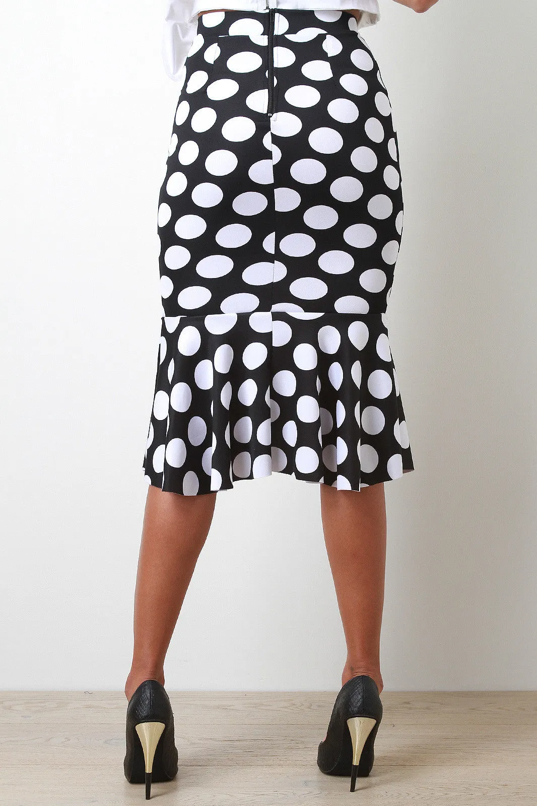 Polka Dot Mermaid Midi Skirt