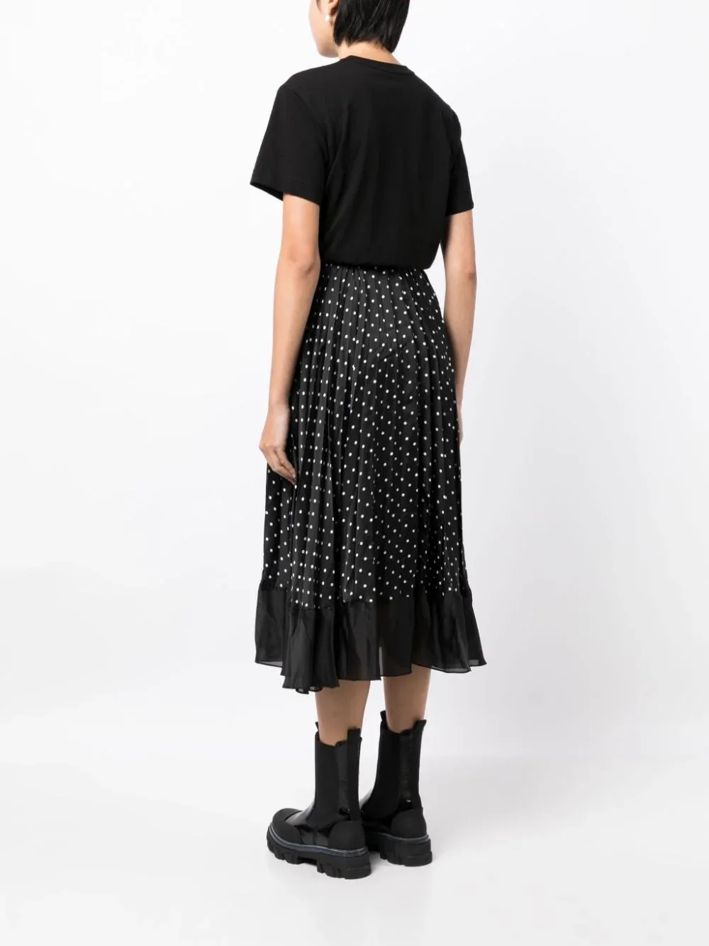 Polka Dot Print Cotton Jersey Dress