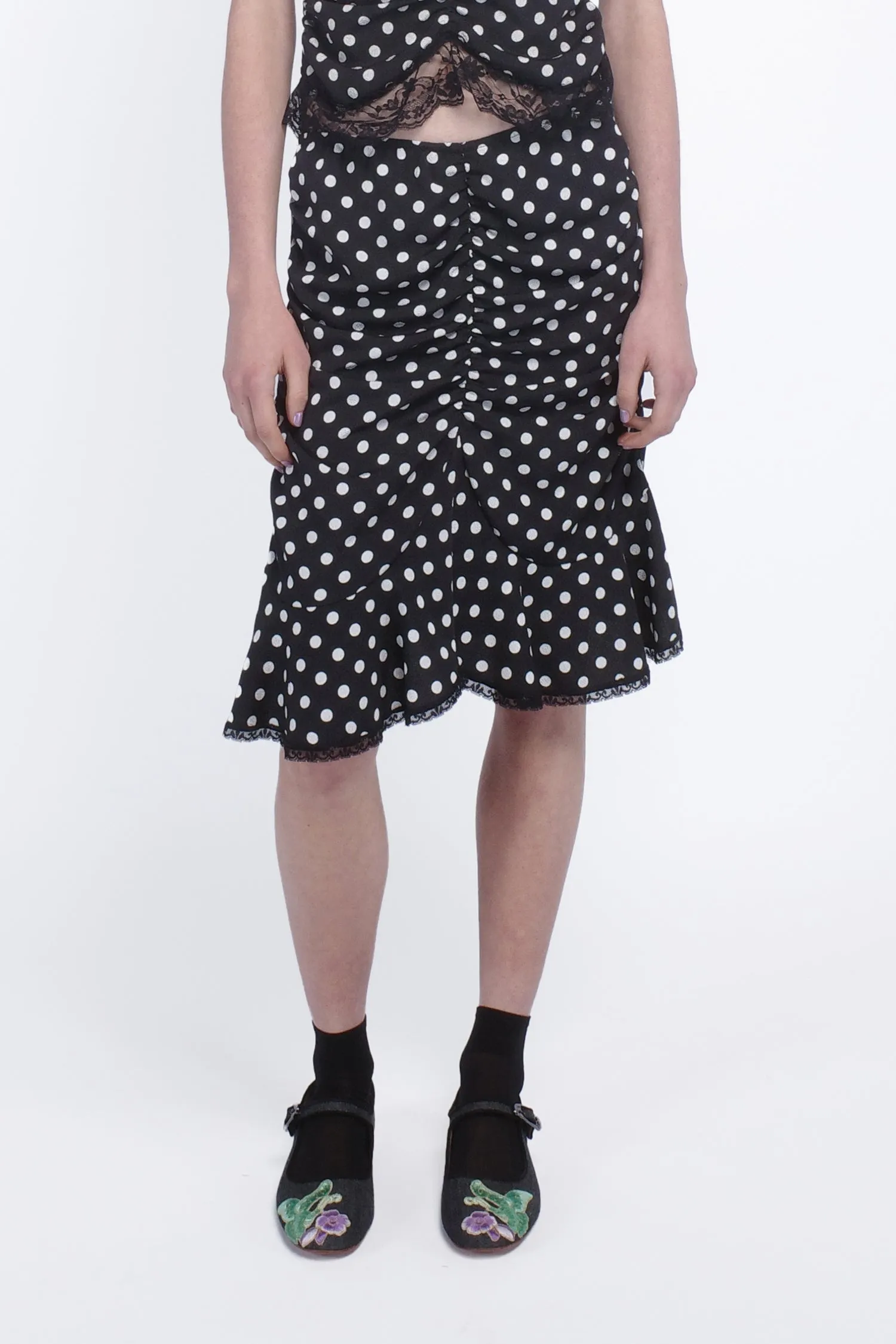 Polka Dot Ruched Skirt