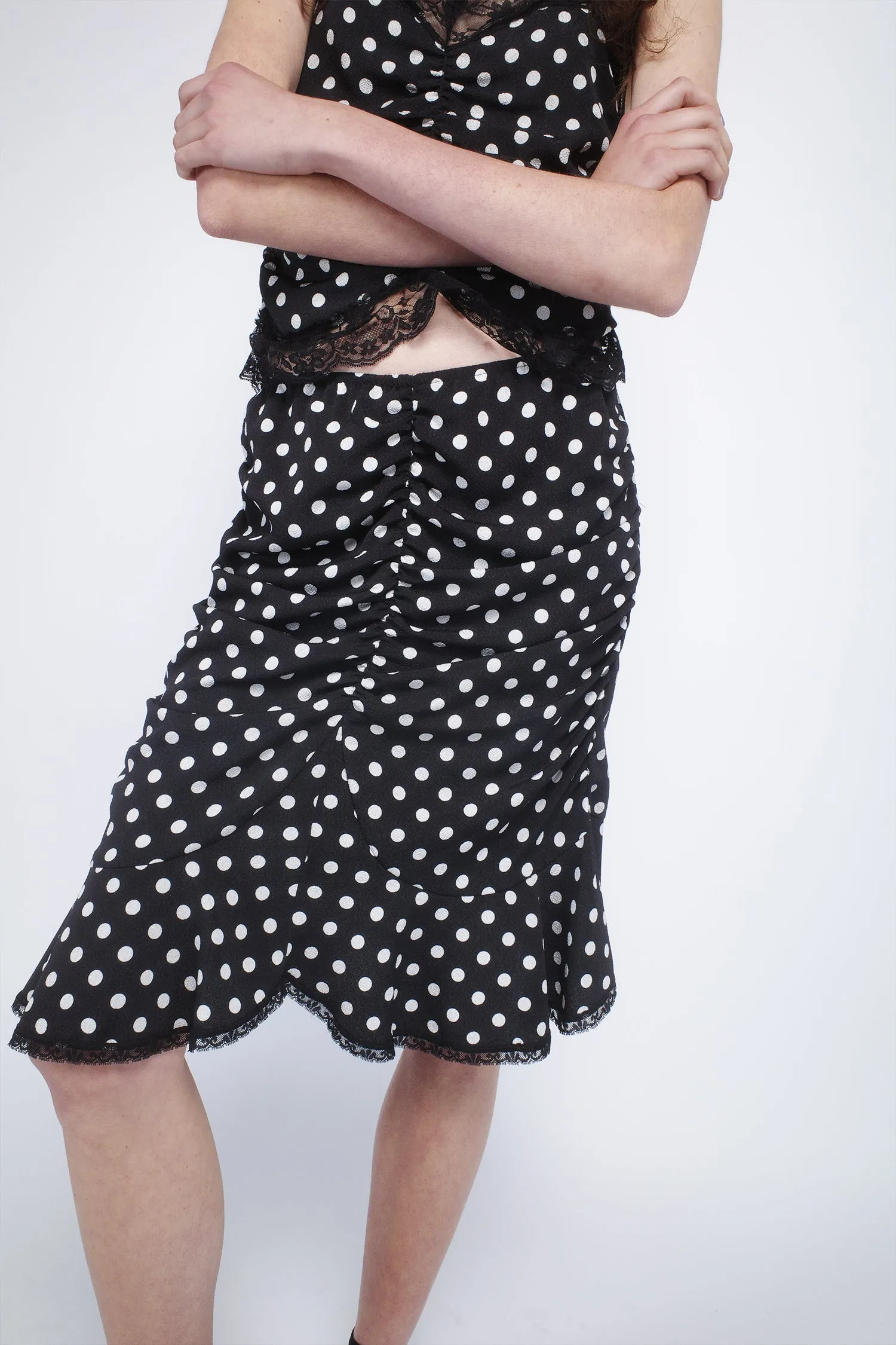 Polka Dot Ruched Skirt