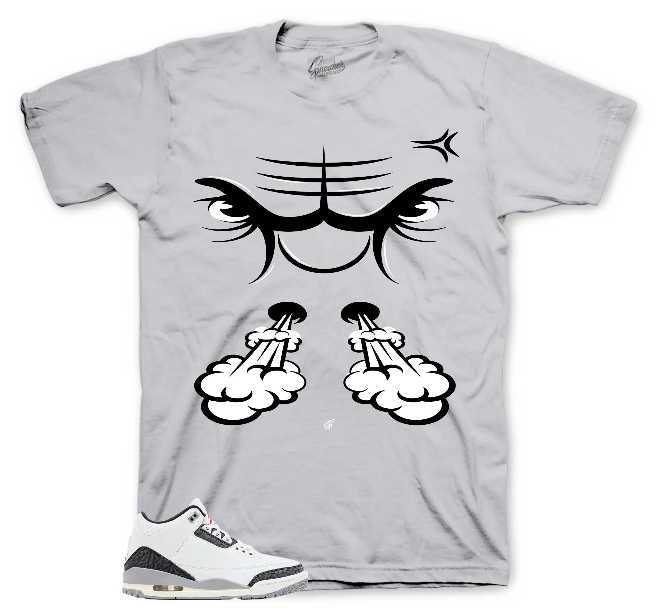 Retro 3 Cement Gray Raging Face Shirt