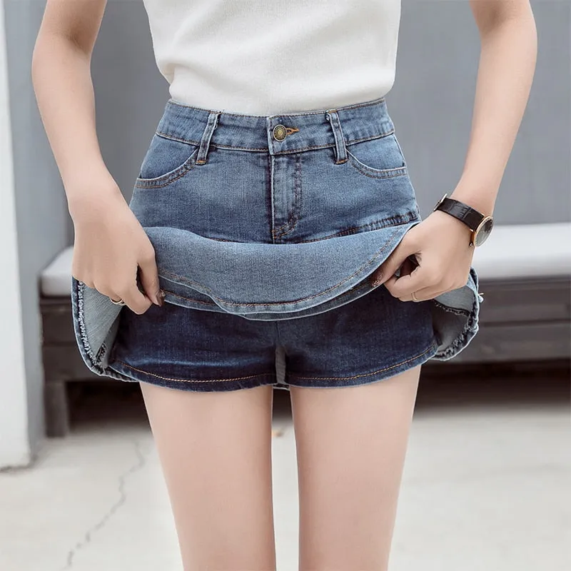 Retro Denim Shorts Skirt Women Ladies Short Skirts Jeans Short Skirts