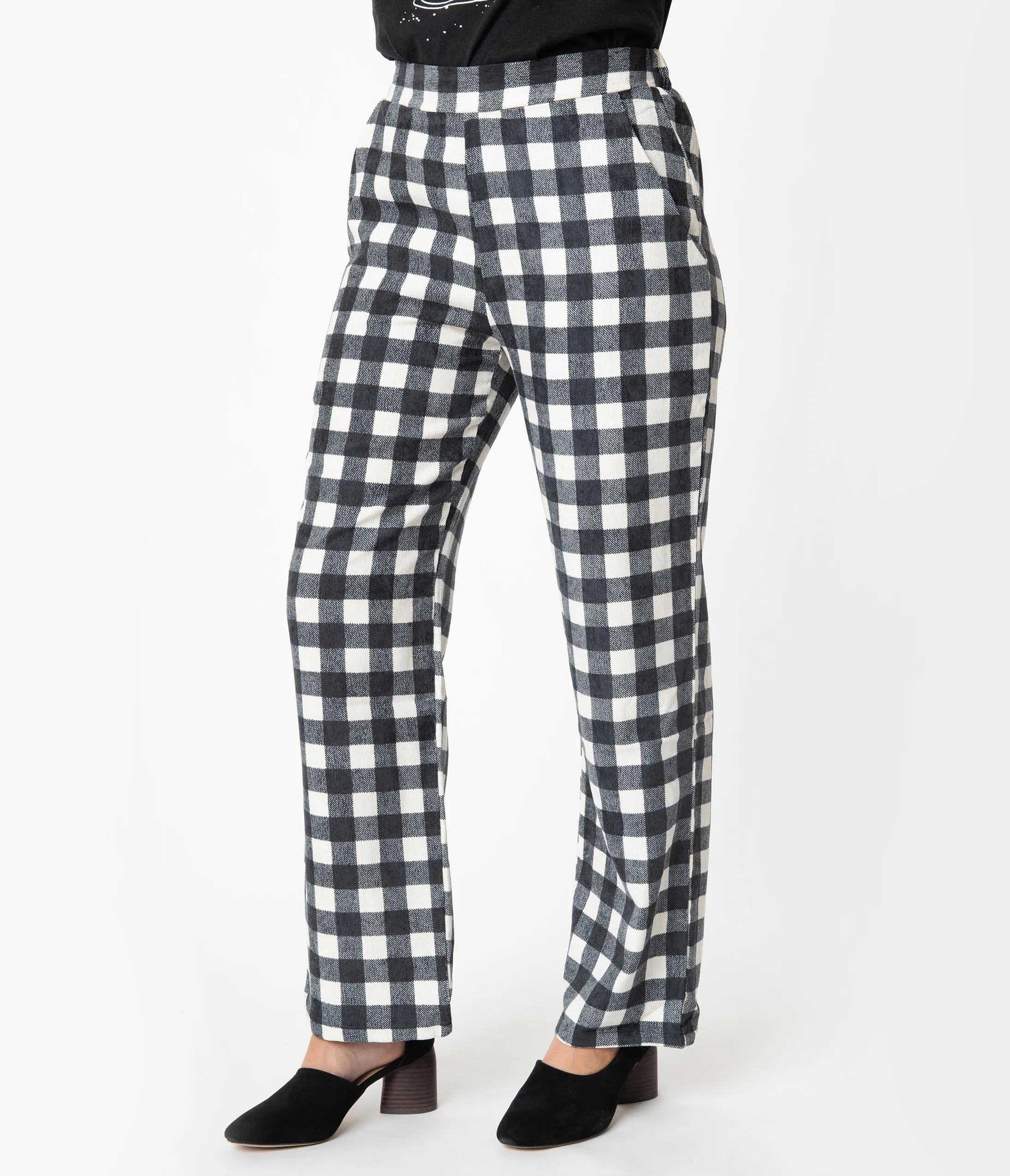 Retro Style Navy & White Checkered Trousers