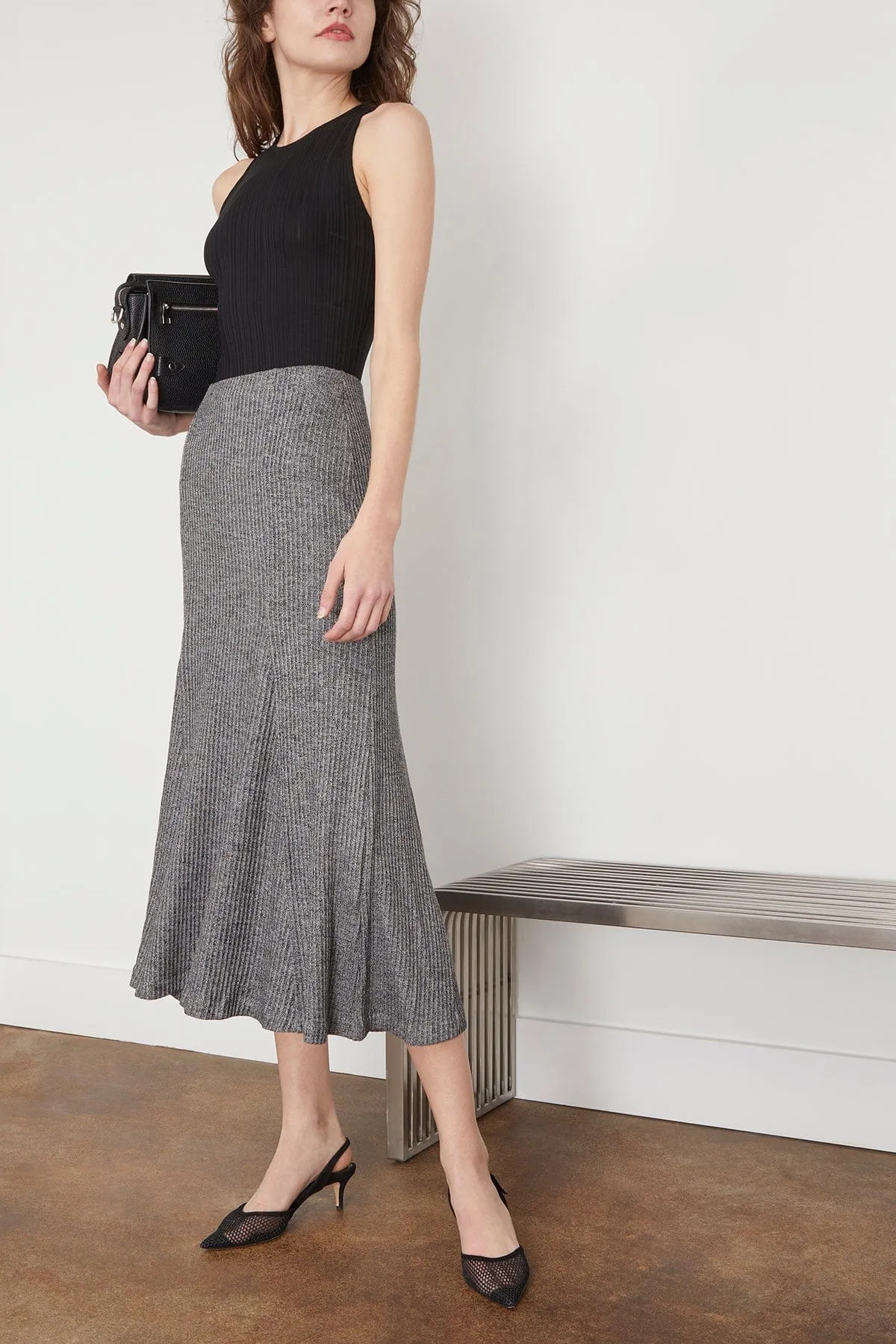 Rib Skirt in Black and White