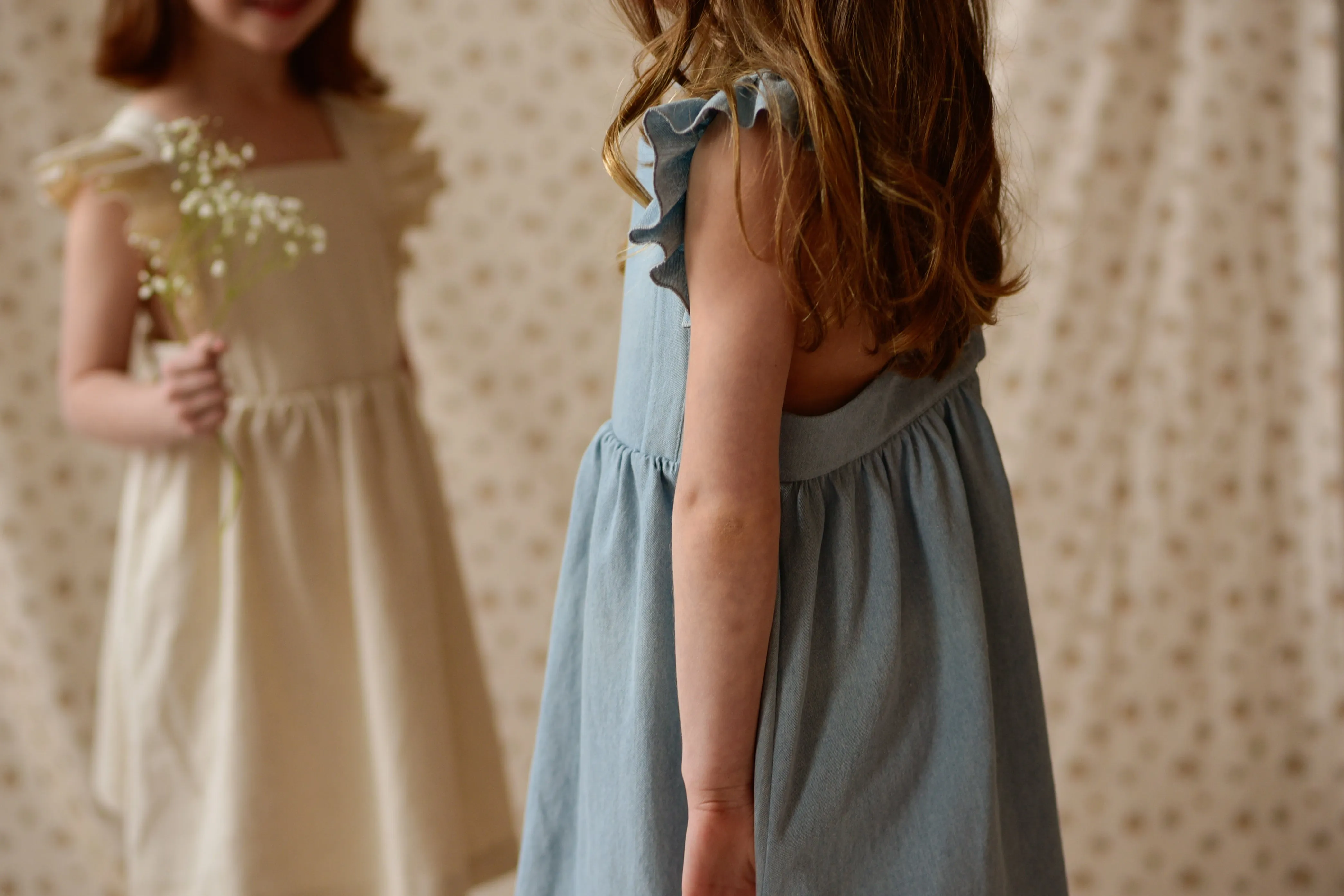 Ruffled Pinafore Dress - Denim Wash