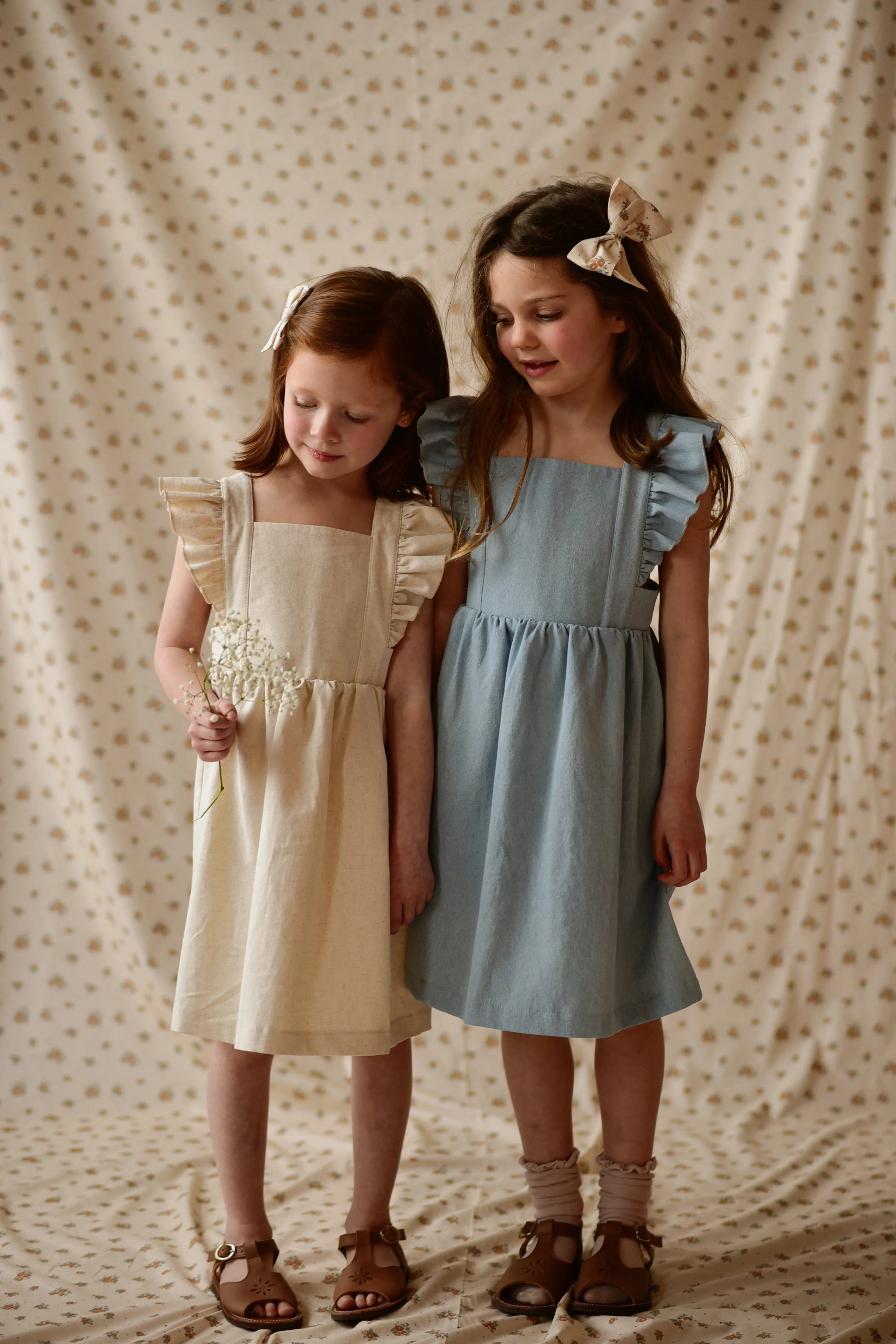 Ruffled Pinafore Dress - Denim Wash