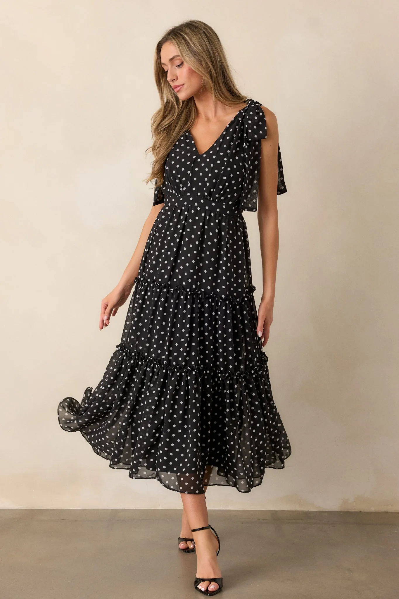 Savor The Moment Black Polka Dot Midi Dress