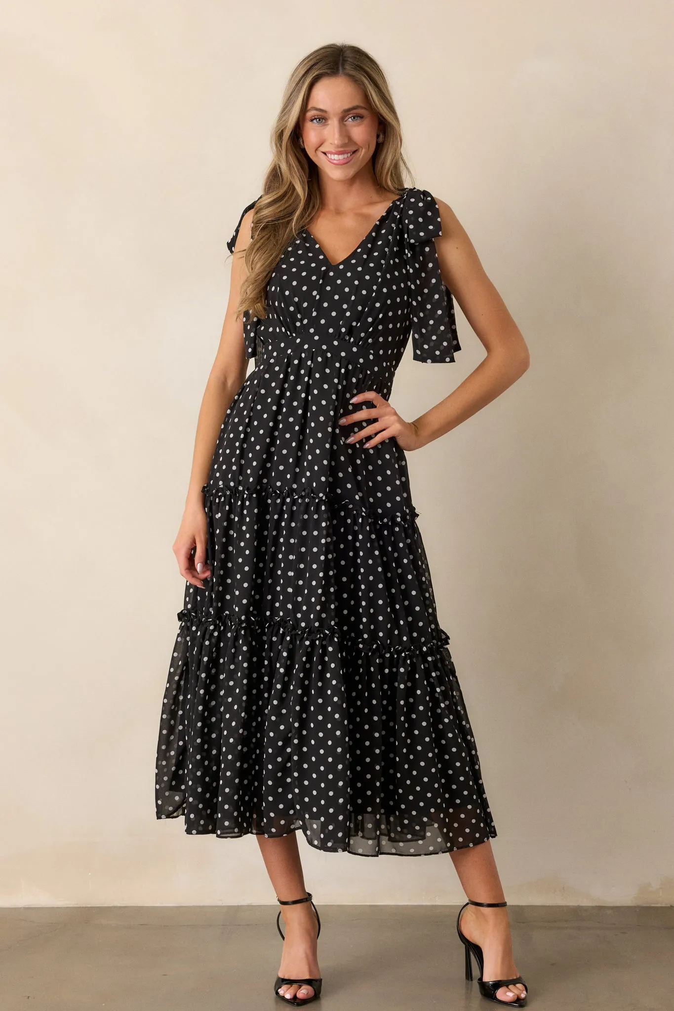 Savor The Moment Black Polka Dot Midi Dress