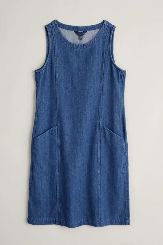 Seasalt Stone Sculpture Denim Pinafore Dress