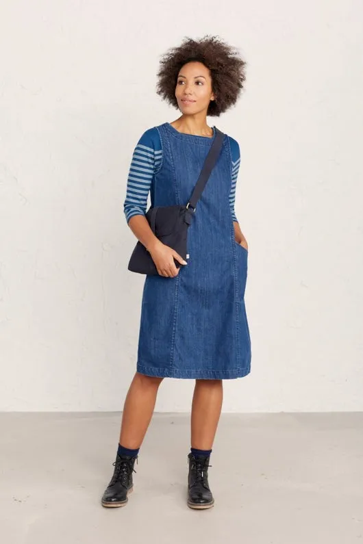 Seasalt Stone Sculpture Denim Pinafore Dress