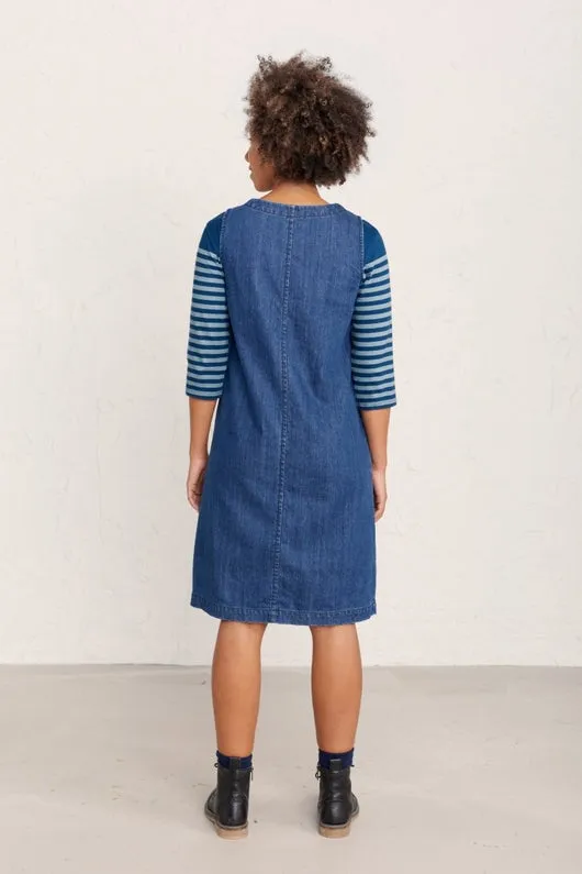 Seasalt Stone Sculpture Denim Pinafore Dress