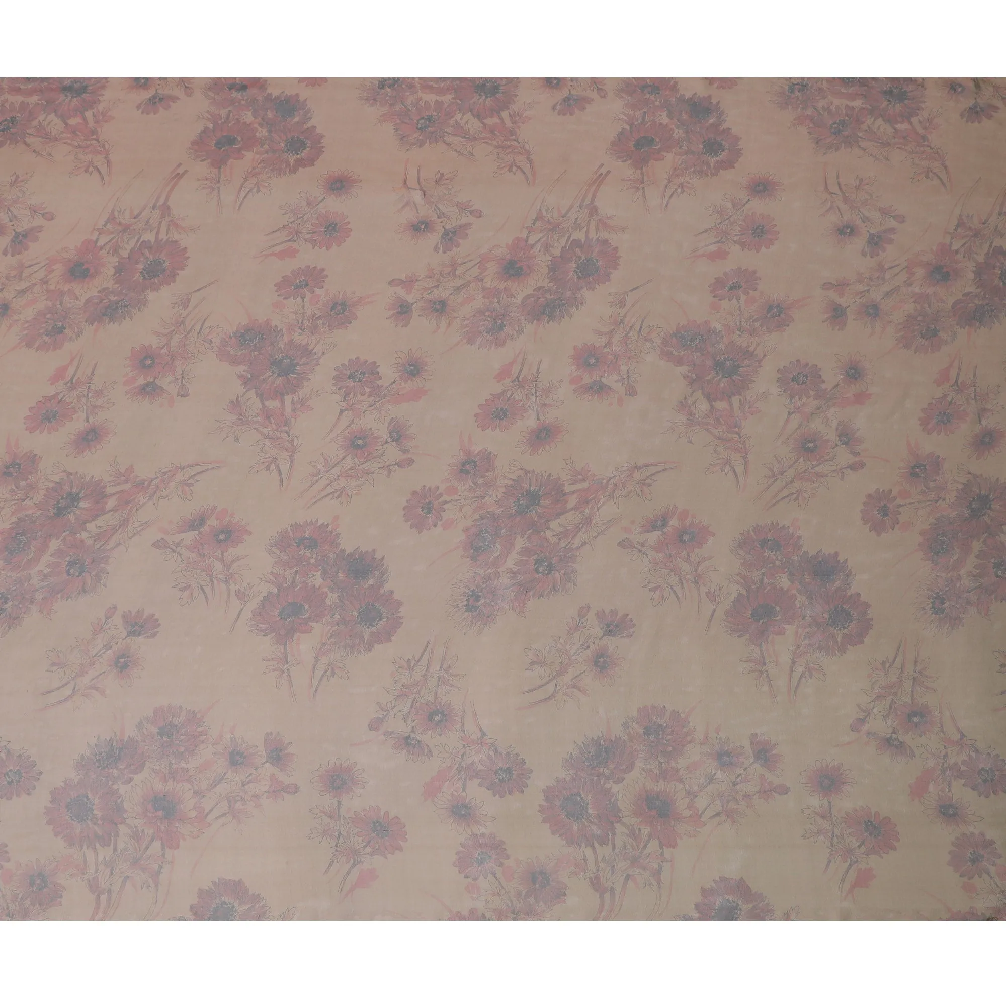 Soft Peach Floral Silk Chiffon Fabric, 110cm Width – Perfect for Romantic Dresses and Elegant Scarves-D20100