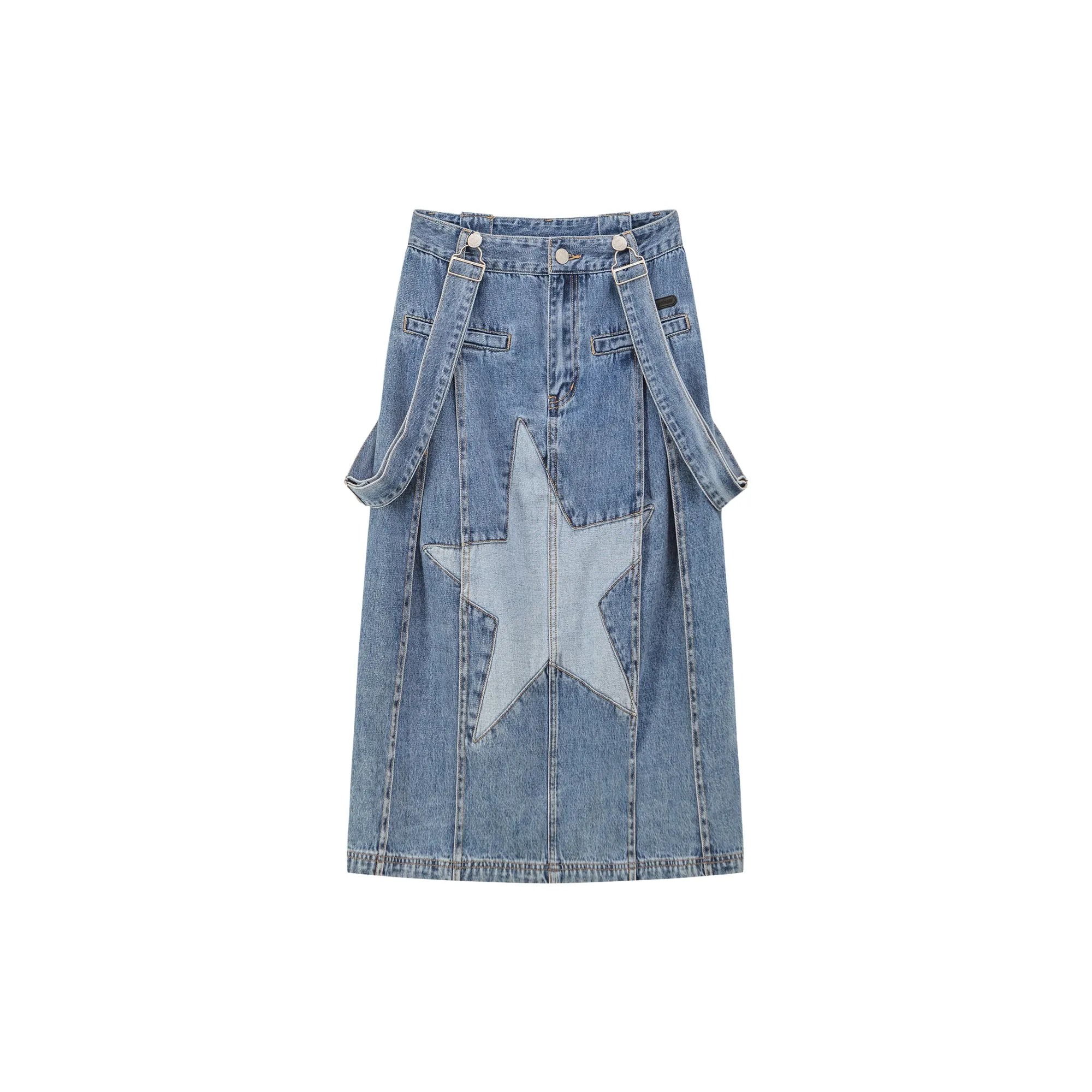 Star Denim Overall Skirt