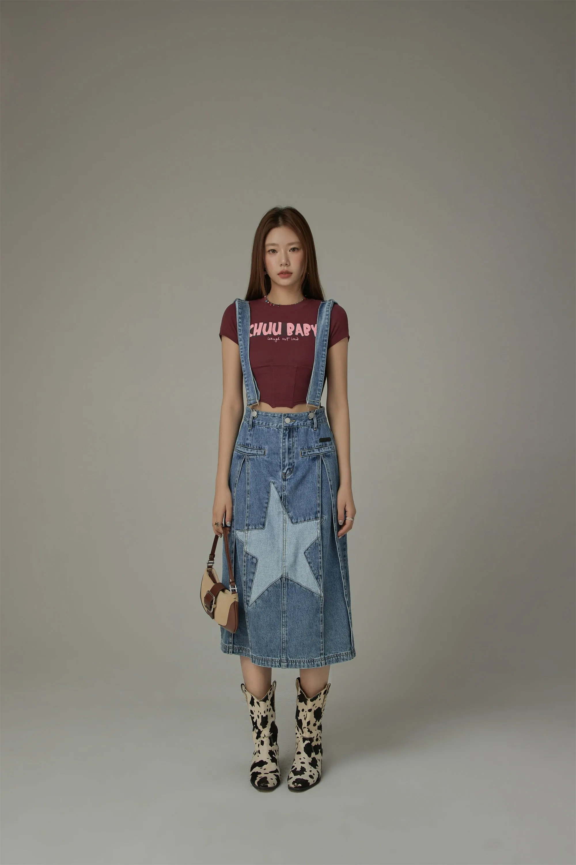 Star Denim Overall Skirt