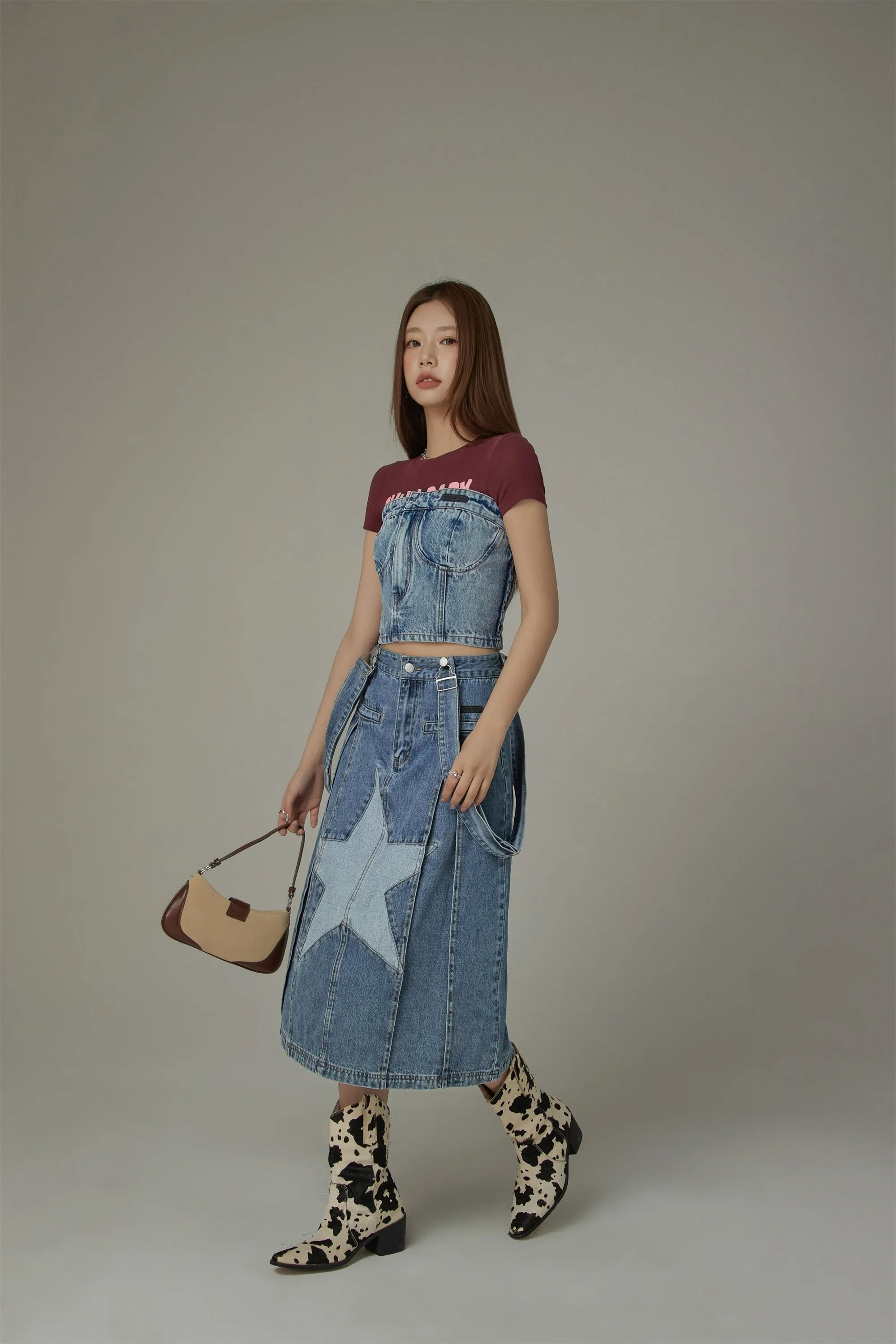 Star Denim Overall Skirt