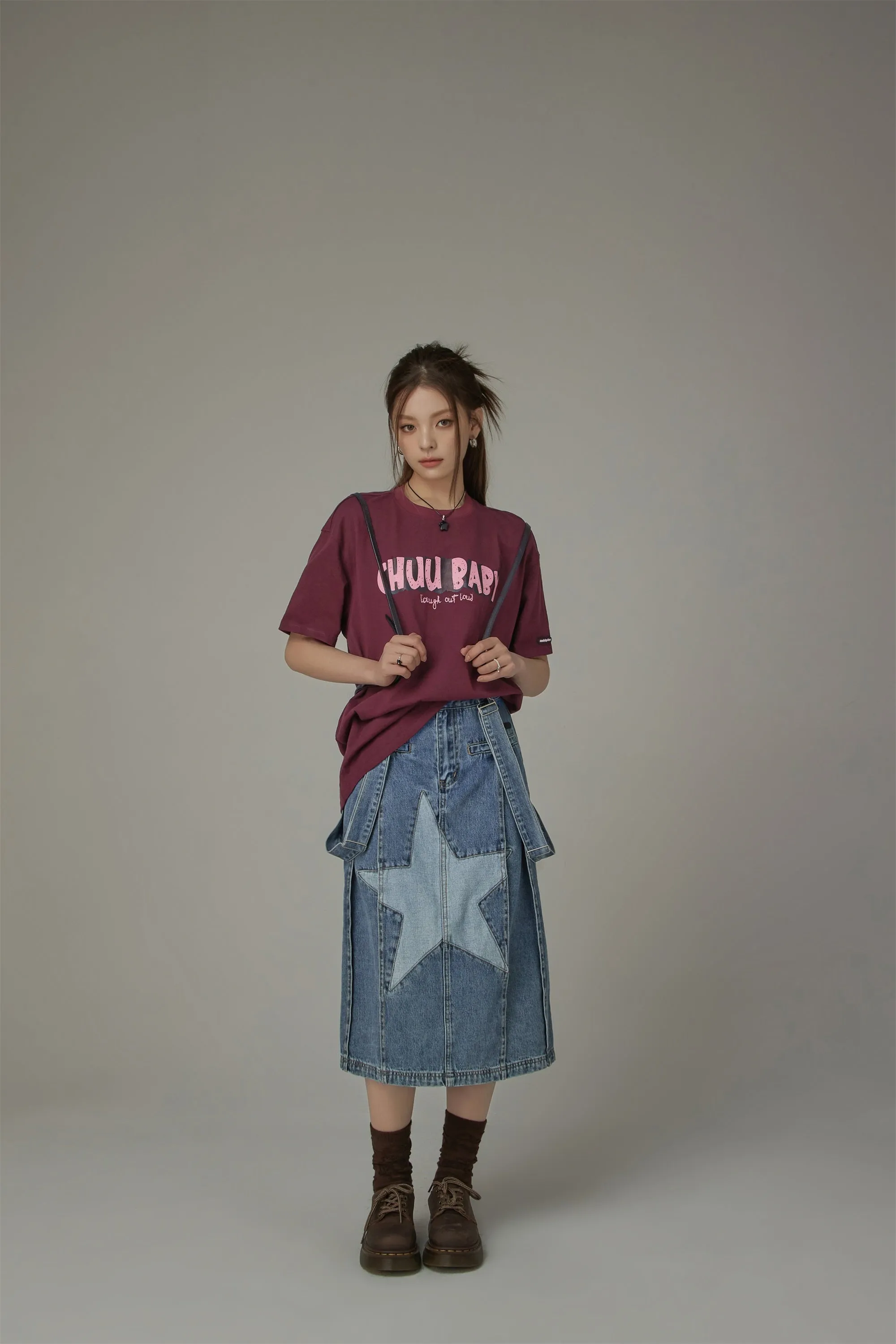 Star Denim Overall Skirt