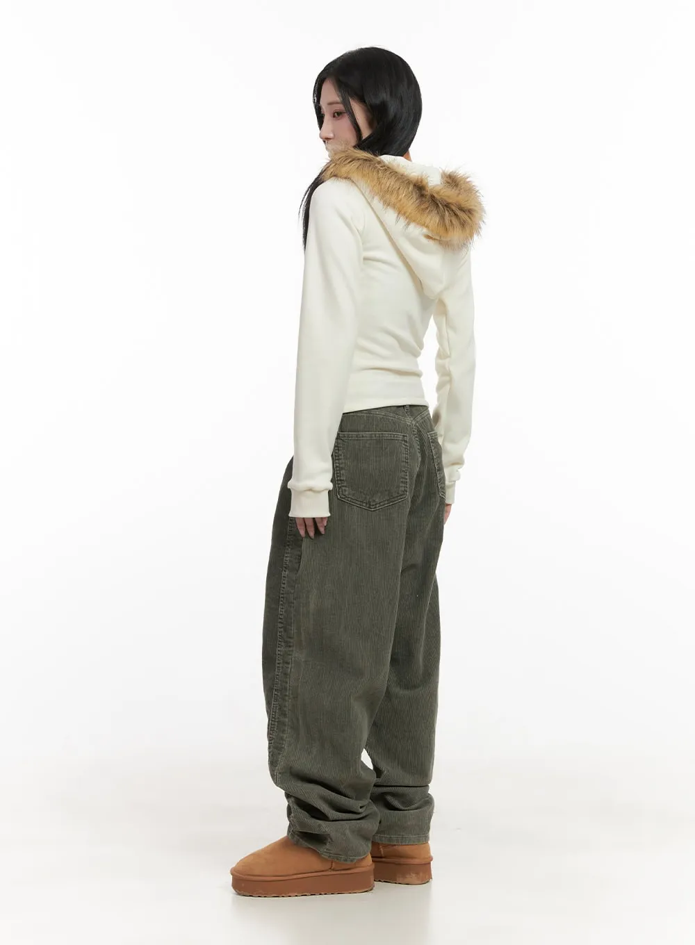 Stitched Corduroy Wide-Leg Pants CD404