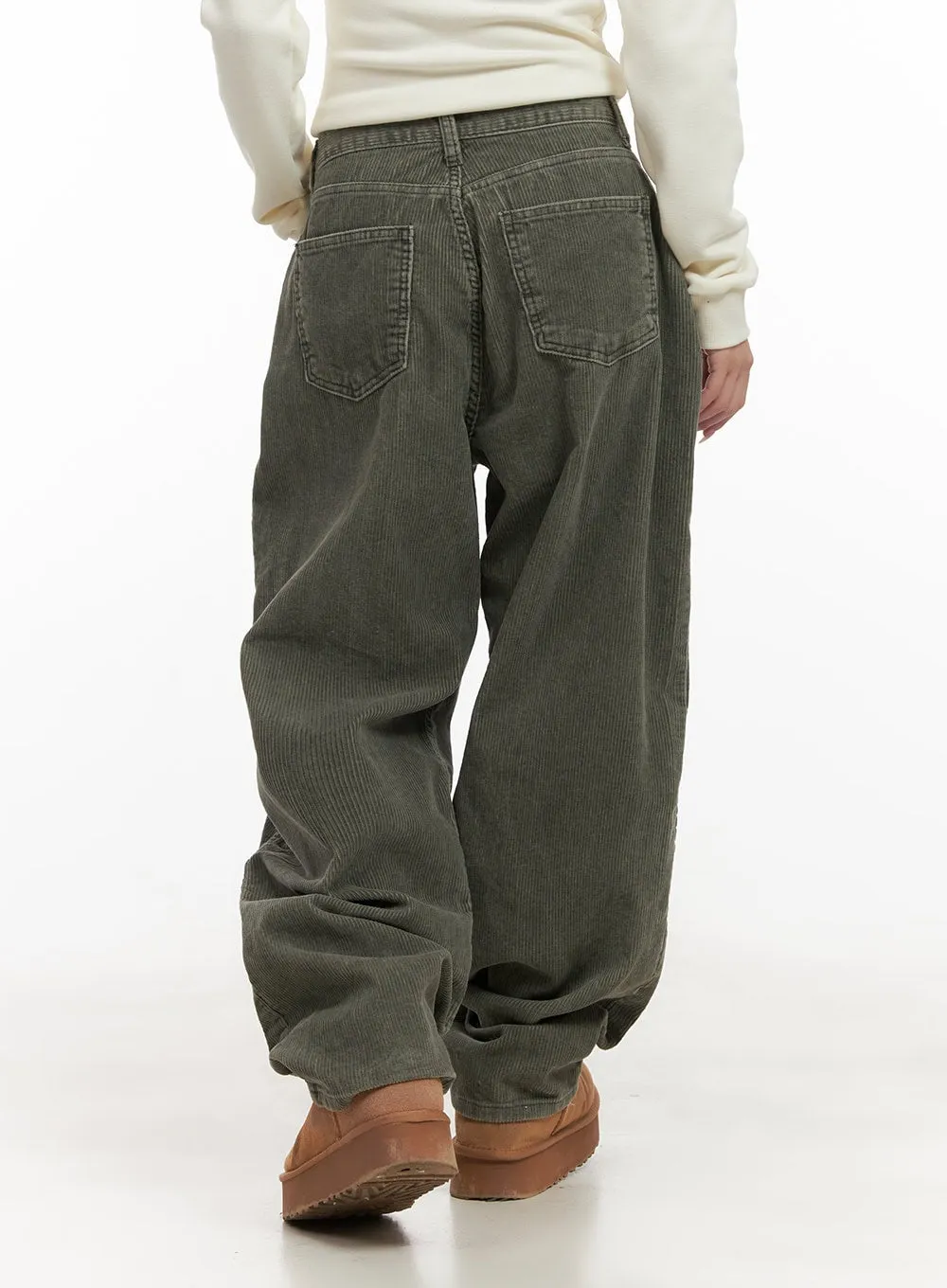 Stitched Corduroy Wide-Leg Pants CD404