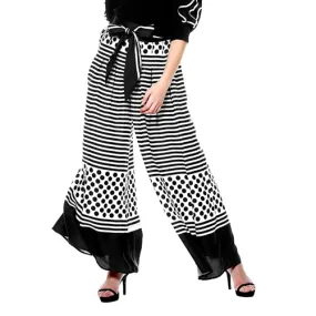 Stripe Polka Dot Navy Wide Leg Pants