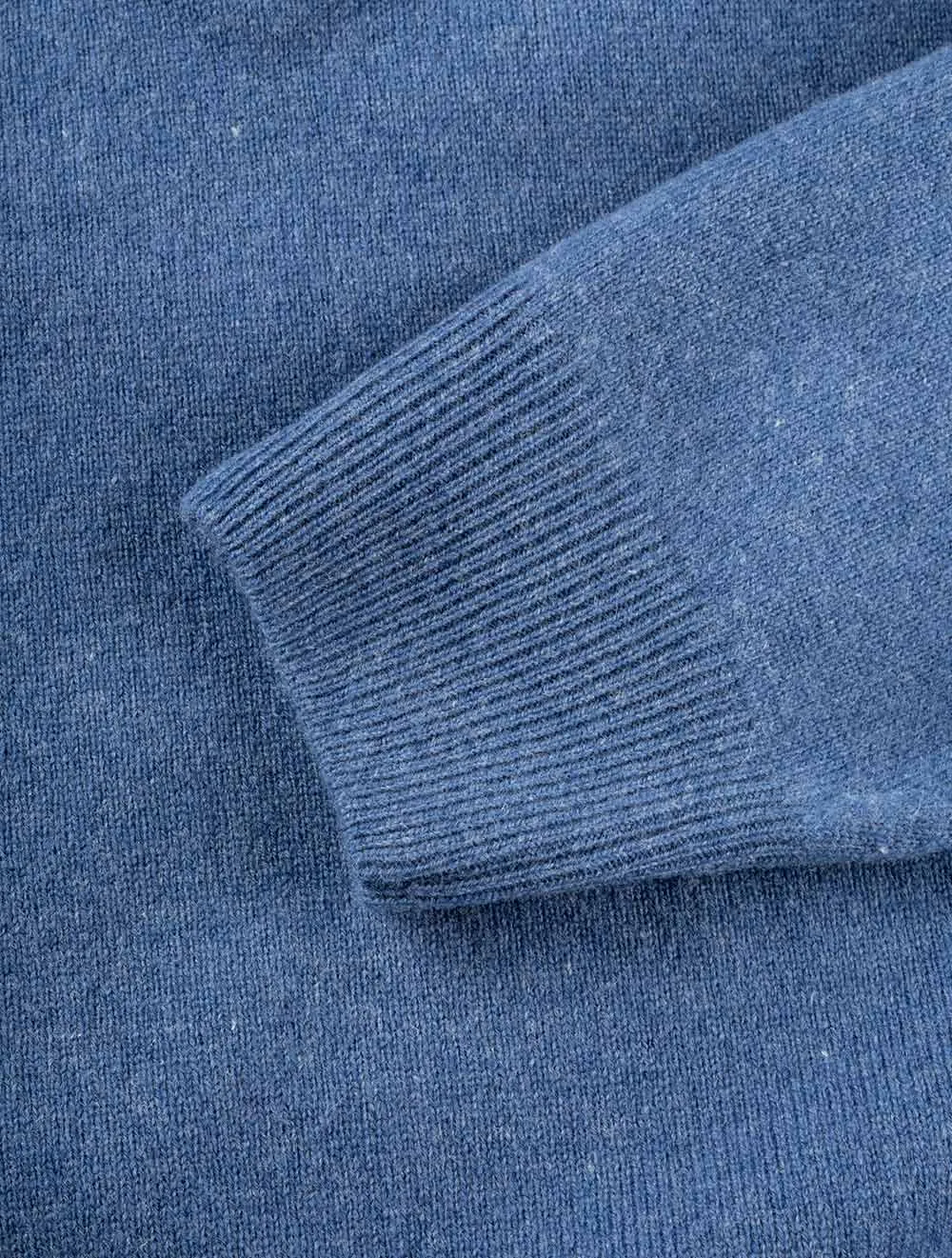 Super Fine Lambswool Half-Zip Sweater Stone Blue Melange