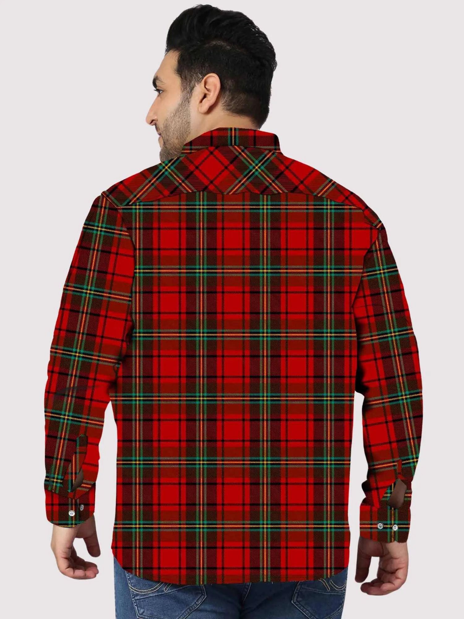 Tartan Seamless Pattern Plus Size Full Shirt