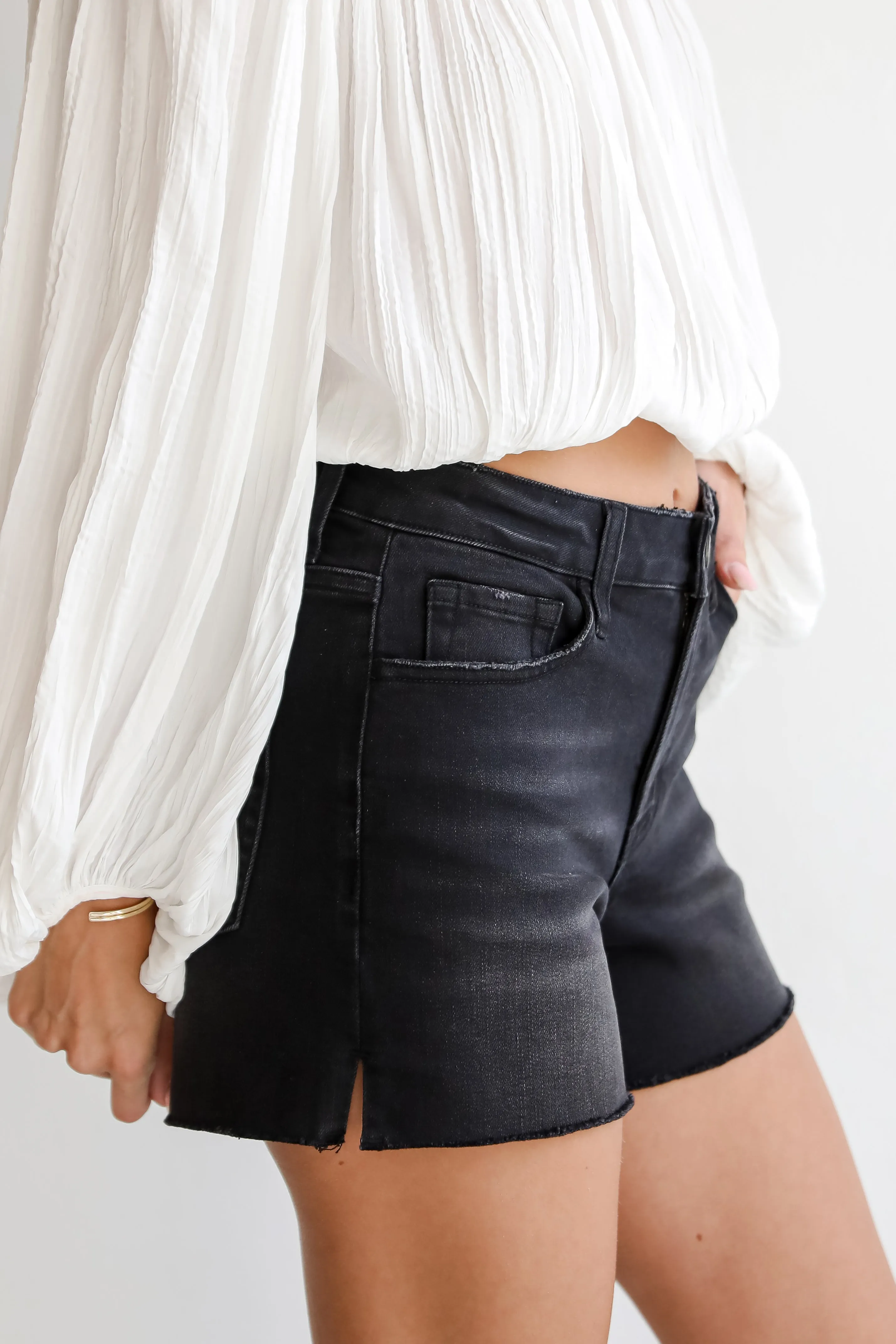 Tatum Black High-Rise Denim Shorts