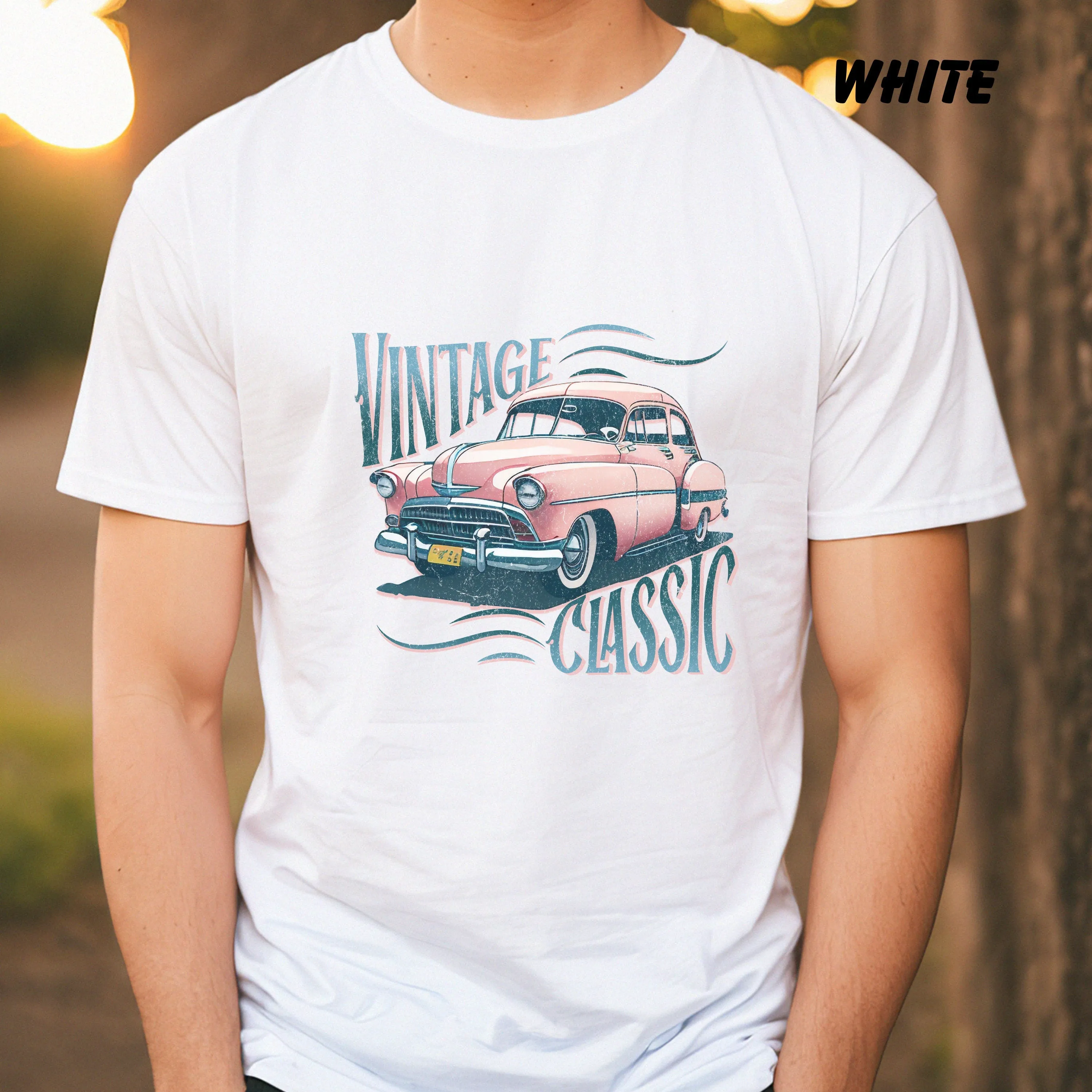 Vintage Car Shirt, Retro Car Tee, Pink Car Shirt