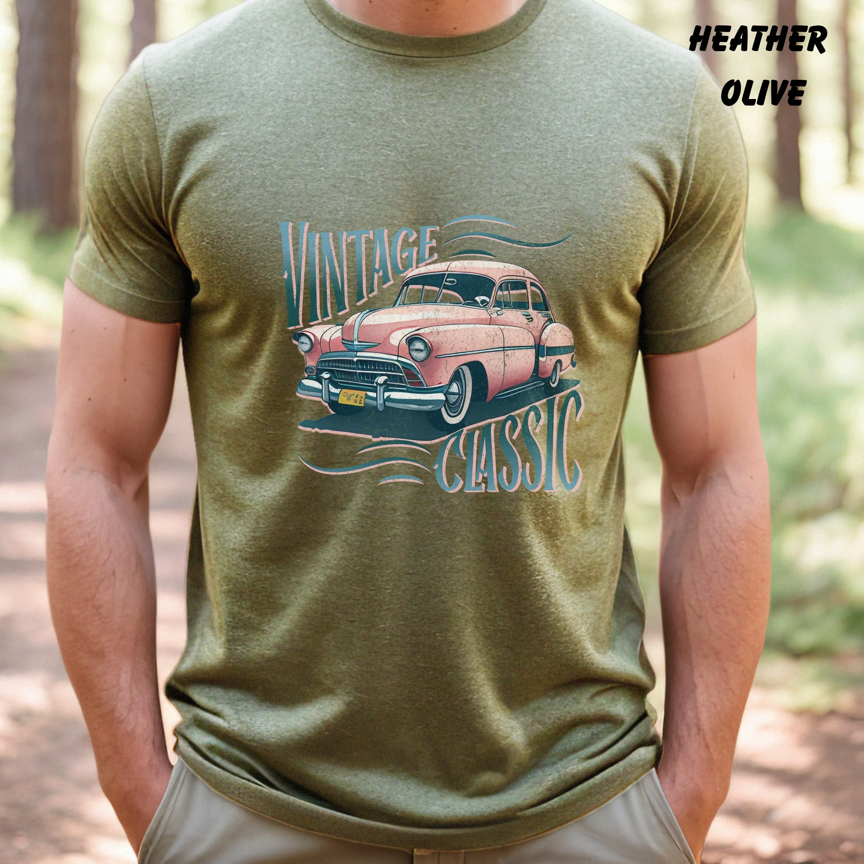 Vintage Car Shirt, Retro Car Tee, Pink Car Shirt