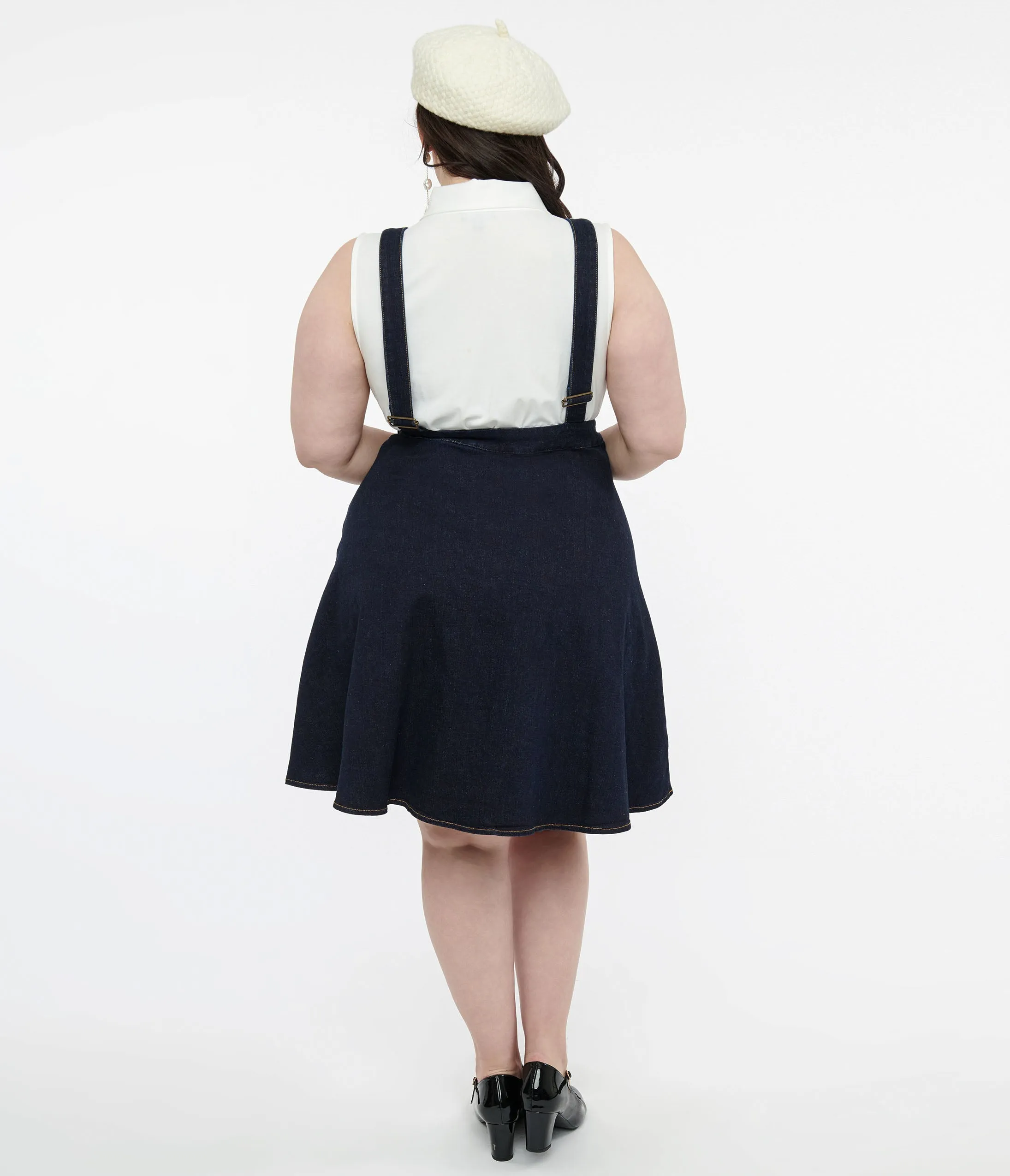 Voodoo Vixen Butterfly Denim Pinafore Skirt