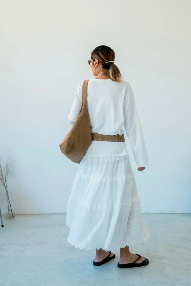 WHITE BRODERIE ANGLAISE COTTON POPLIN SKIRT *LAST 2*