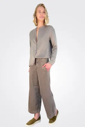 Wide Leg Corduroy Trousers - Taupe