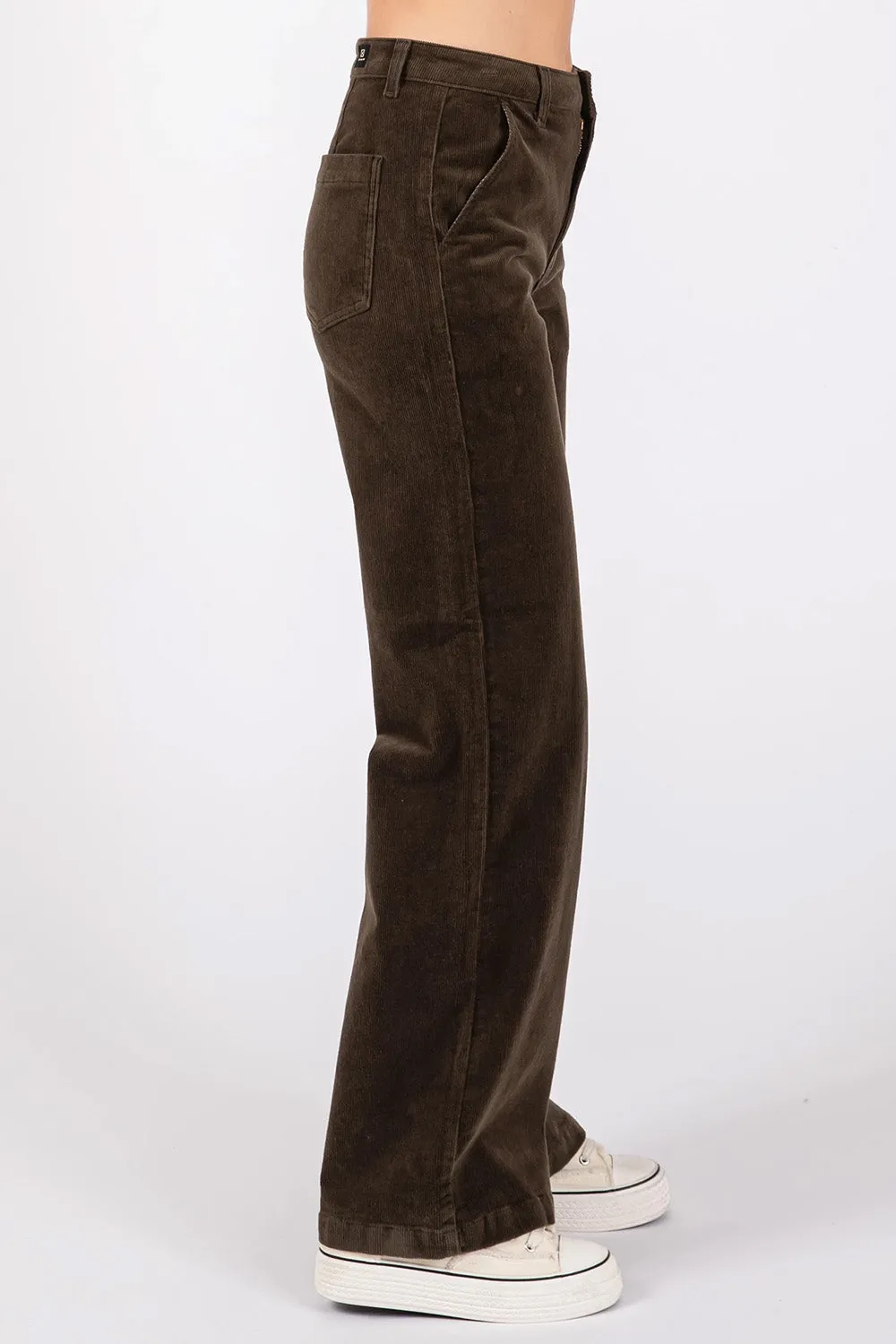 WIDE LEG STRETCH CORD TROUSER - MOSS