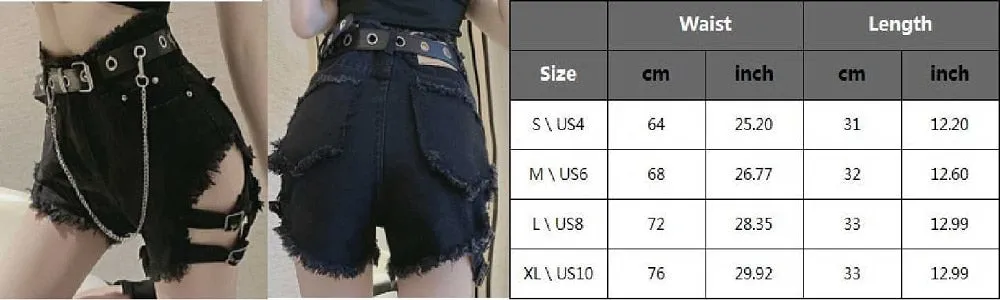 Wjczt Rosetic Bandage Sexy Denim Shorts Women Streetwear Gothic Jeans Mini High Waist Lace Up Casual Zip Black Goth Club Fashion 2021