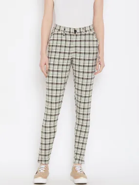 Women Grey Checked Casual Trousers