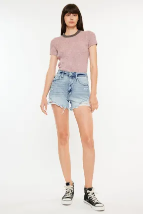 Women's Kancan Distressed High Waist Denim Shorts with Pockets